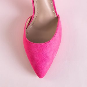Neonowe różowe czółenka damskie na słupku Luxuriance - Obuwie
