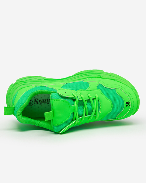 Neonowe zielone sportowe sneakersy damskie Ully- Obuwie