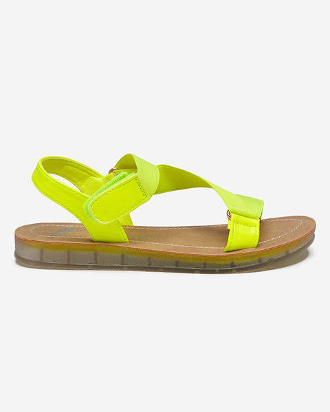 Neonowe żółte damskie sandały z gumką Allab- Obuwie