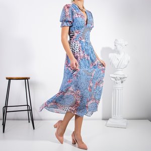 Niebieska damska maxi sukienka - Odzież