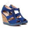 Niebieski sandały na koturnie Lizbeth- Obuwie