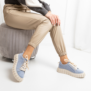 Niebieskie damskie tkaninowe buty sportowe Ristao - Obuwie