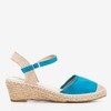 Niebieskie sandały na koturnie a'la espadryle Jorcia - Obuwie