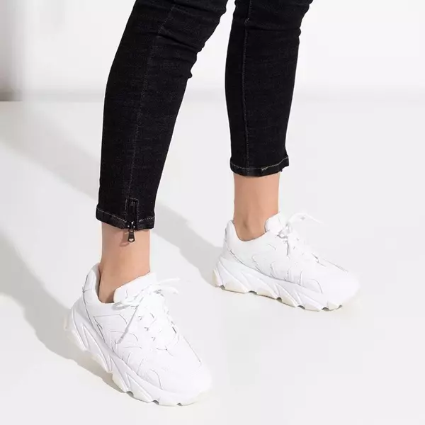 OUTLET Białe damskie buty sportowe na masywnej podeszwie Raise - Obuwie