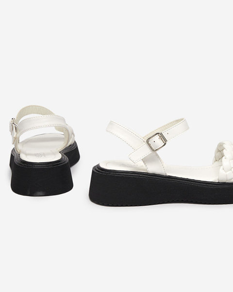 OUTLET Białe sandały damskie na grubszej podeszwie Usinos- Obuwie