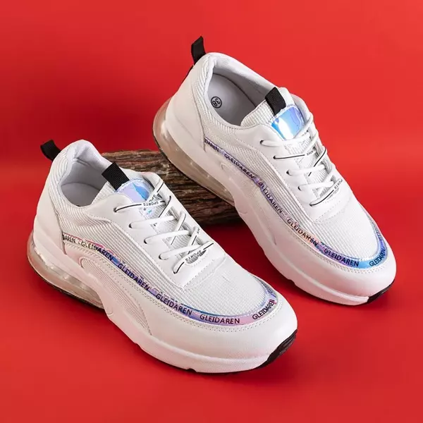 OUTLET Białe sportowe buty z holograficznymi wstawkami Noate - Obuwie