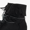 OUTLET Czarne sneakersy na krytym koturnie z frędzlami Murine - Obuwie