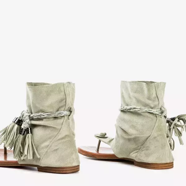 OUTLET Jasnozielone sandały japonki z cholewką Semara - Obuwie