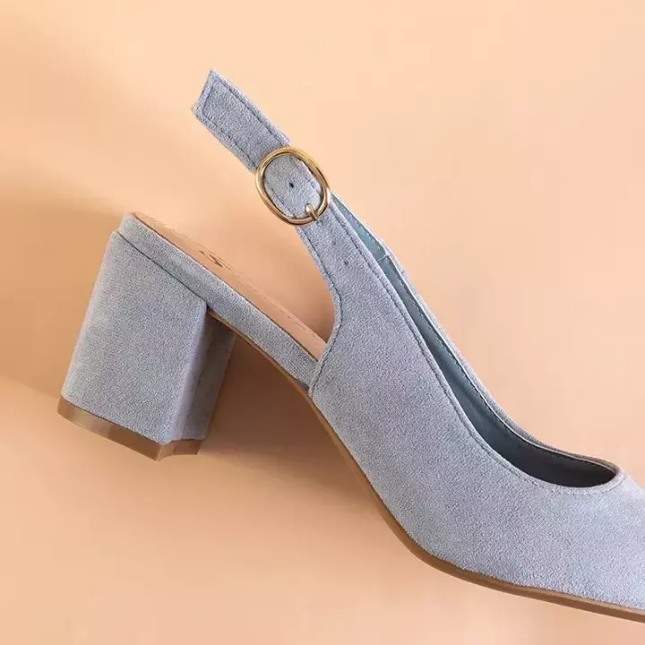 OUTLET Niebieskie damskie sandały na słupku Siofra - Obuwie