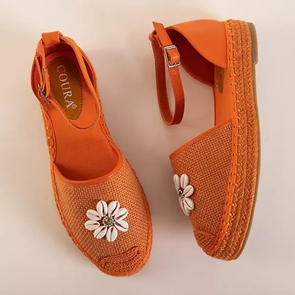 OUTLET Pomarańczowe damskie sandały a'la espadryle na platformie Maybel - Obuwie