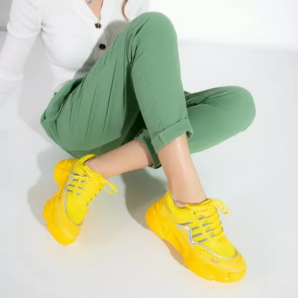 OUTLET Żółte damskie buty sportowe na masywnej podeszwie Londi - Obuwie