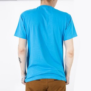 Royalfashion Bawełniany męski t-shirt w błękitnym kolorze z nadrukiem