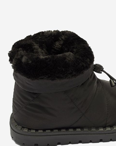 Royalfashion Damskie czarne pikowane buty a'la śniegowce na płaskiej podeszwie Ferri