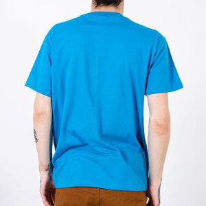 Royalfashion Niebieska bawełniana koszulka męska z printem