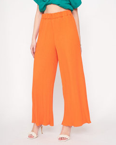 Royalfashion Pomarańczowe damskie prążkowane szerokie spodnie palazzo