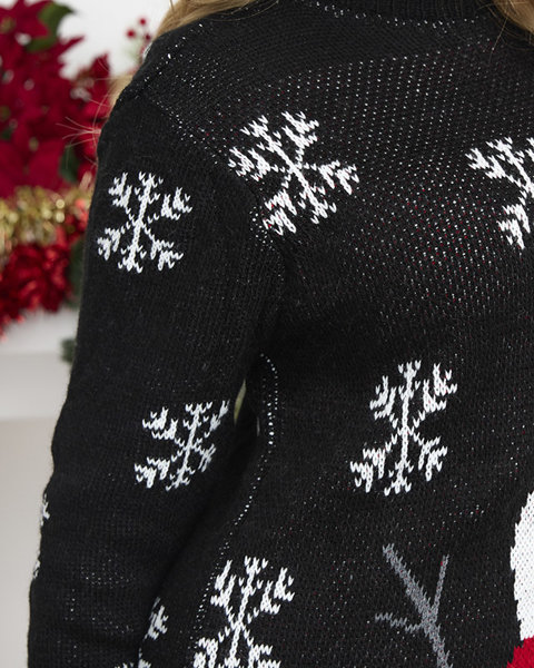 Royalfashion Świąteczna czarna sukienka swetrowa