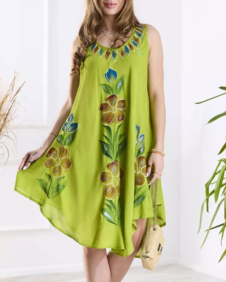 Royalfashion Zielona damska wzorzysta narzutka typu sukienka z printem