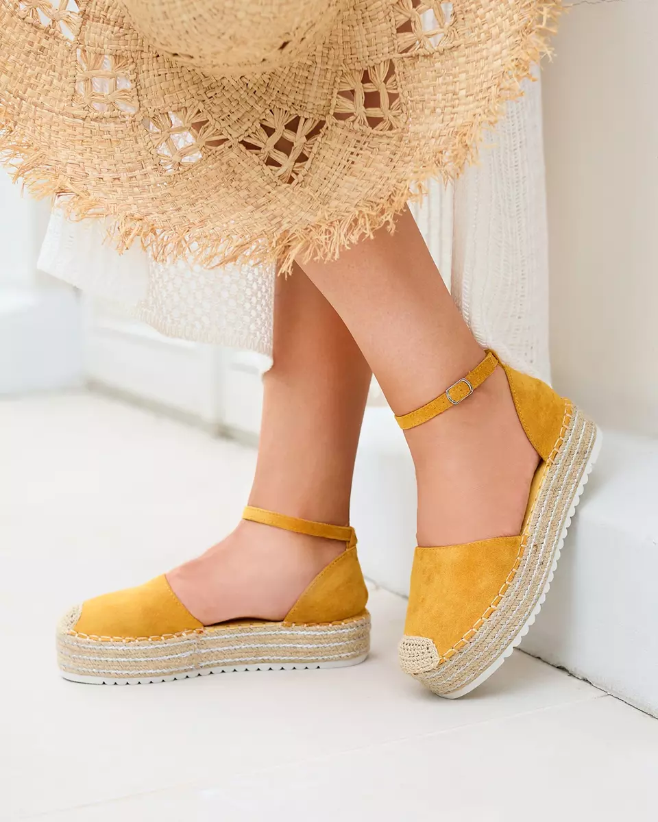 Royalfashion Żółte damskie sandały a'la espadryle na platformie Indira 