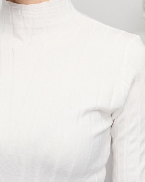 Sweter damski półgolf w kolorze białym- Odzież