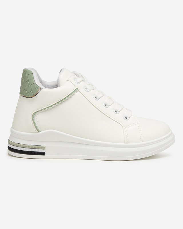 OUTLET Біло-зелені жіночі кросівки з прихованою танкеткою Uksy - Взуття