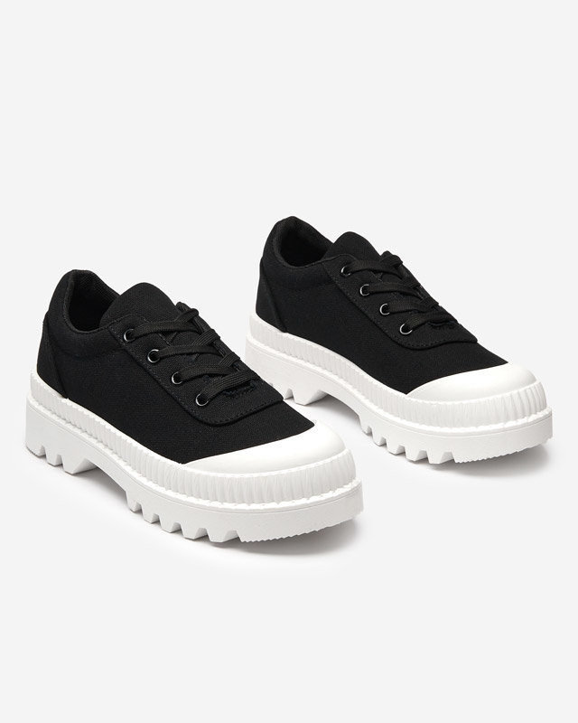OUTLET Жіночі чорні кросівки з білою підошвою Comp - Взуття
