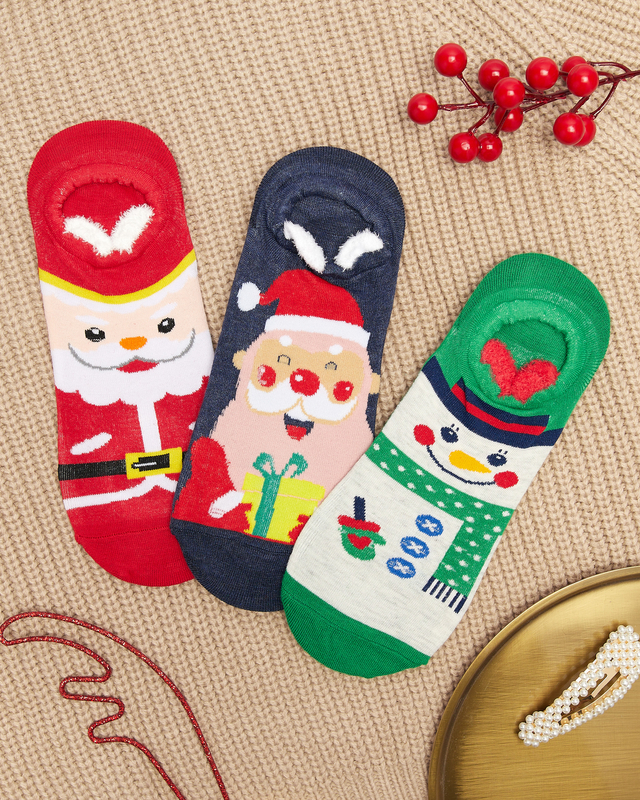 Шкарпетки жіночі кольорові з різдвяним принтом 3/уп - Нижня білизна