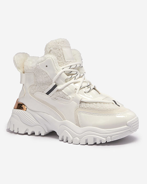 Білі жіночі спортивні кросівки з хутром Sagglo- Footwear