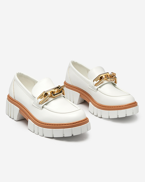 Білі жіночі туфлі з золотистим доповненням Plirose - Взуття