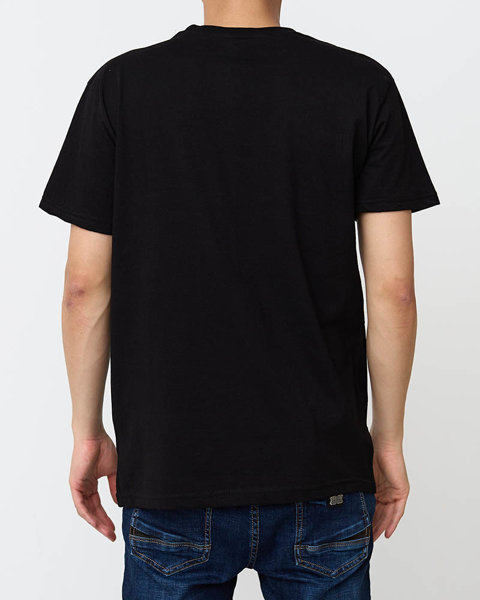 Чорна модна чоловіча футболка з принтом - Одяг