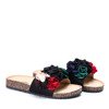 Чорні шльопанці з декоративними квітами Vilena - Взуття