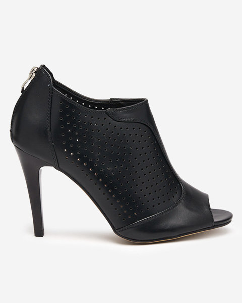 Чорні жіночі ажурні босоніжки на шпильці Somigo-Shoes