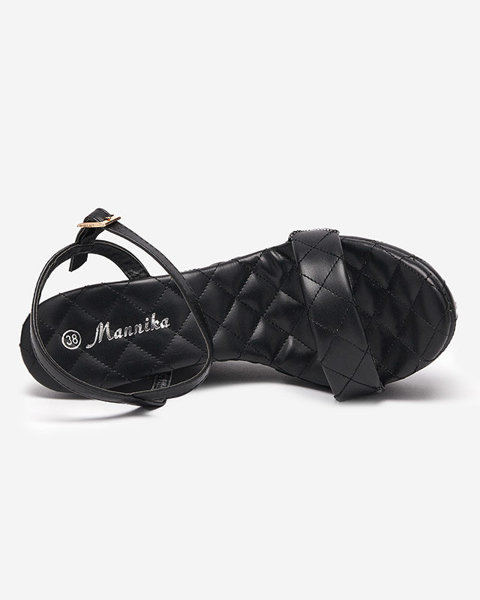 Чорні жіночі босоніжки на високому каблуці на танкетці Darcobi- Shoes