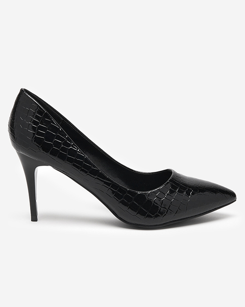 Чорні жіночі лаковані туфлі з тисненням Jeanori