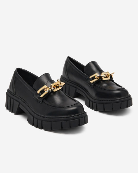 Чорні жіночі туфлі з золотистим доповненням Plirose - Взуття