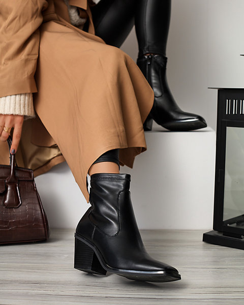 Класичні жіночі чоботи на полотні чорного кольору Aliel- Взуття