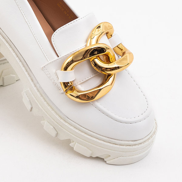 OUTLET Білі туфлі з золотим орнаментом Лігія - Взуття