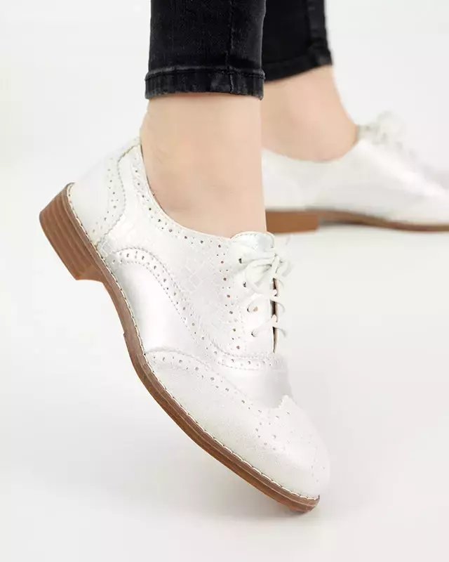 OUTLET Біло-сріблясті туфлі з блиском Littles - Взуття