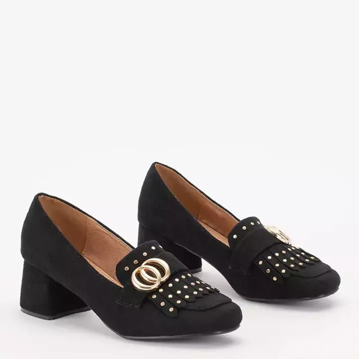 OUTLET Чорні туфлі-лодочки на стовпі з декоративним верхом Nell