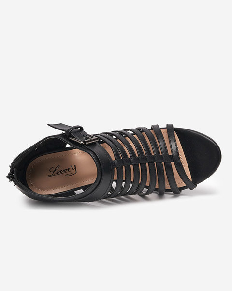 OUTLET Чорні жіночі босоніжки на ремінцях на шпильці Nedixy - Взуття