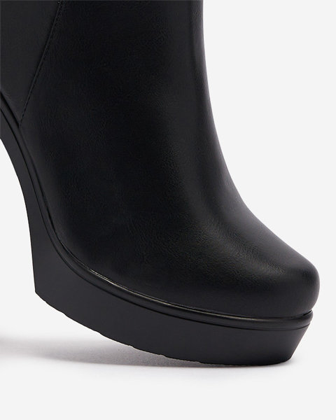 OUTLET Чорні жіночі чоботи до коліна на стійці і платформі Esidollo- Footwear