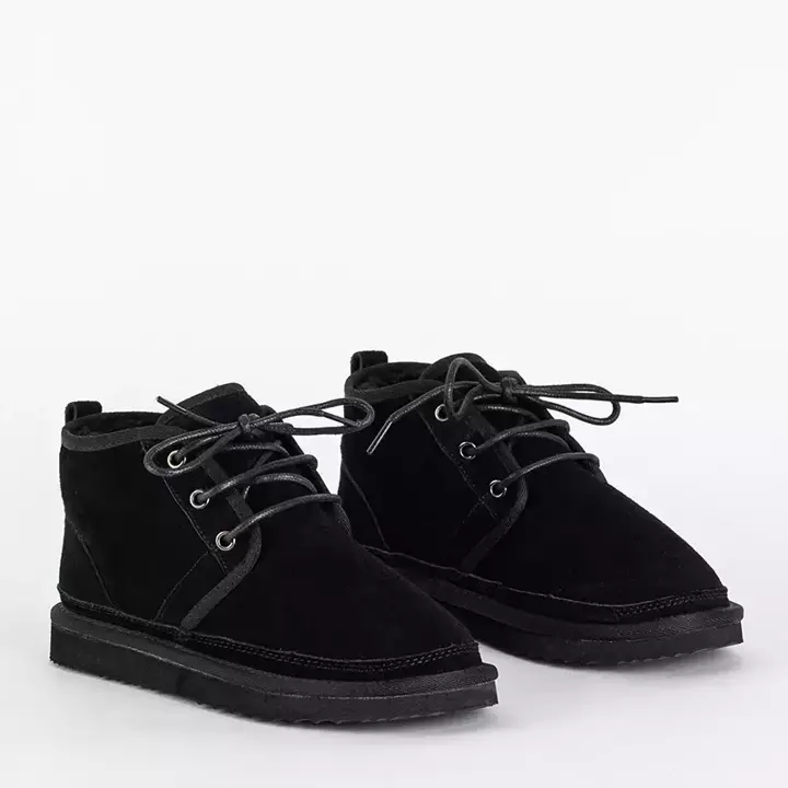 OUTLET Чорні жіночі пов'язані снігові чоботи з хутром Miusho - Взуття