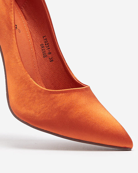 OUTLET Помаранчеві жіночі атласні туфлі-човники на високій шпильці Norija - Взуття