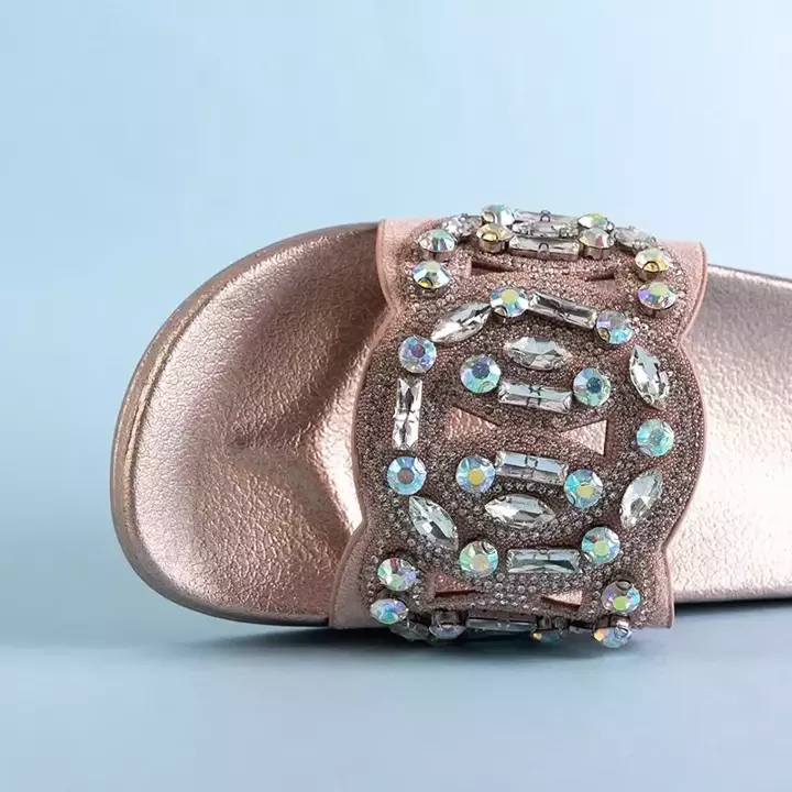OUTLET Рожево-золоті гумові тапочки з орнаментом Масандра - Взуття