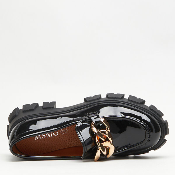 OUTLET Жіночі чорні лаковані туфлі з ланцюжком Linera - Взуття
