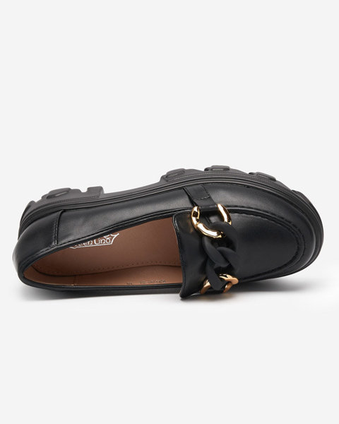 OUTLET Жіночі чорні туфлі на товстій підошві з декором Simero - Взуття