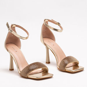 OUTLET Золоті жіночі босоніжки на високому каблуці Enedi - Взуття