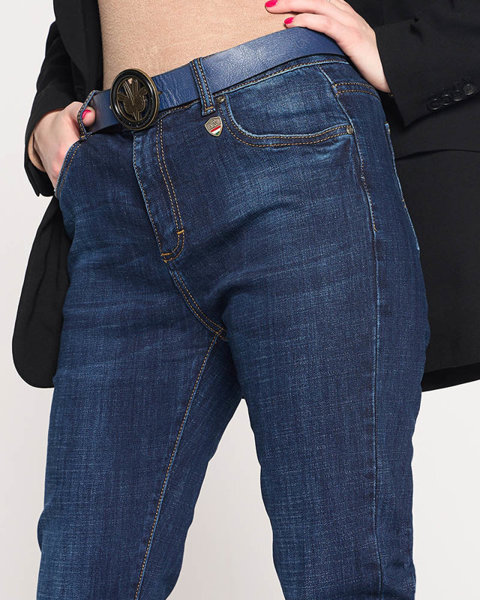 Прямі жіночі джинси темно-сині - Одяг