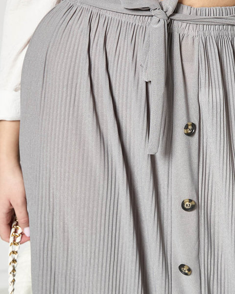 Сіра жіноча плісирована спідниця максі на ґудзиках - Одяг