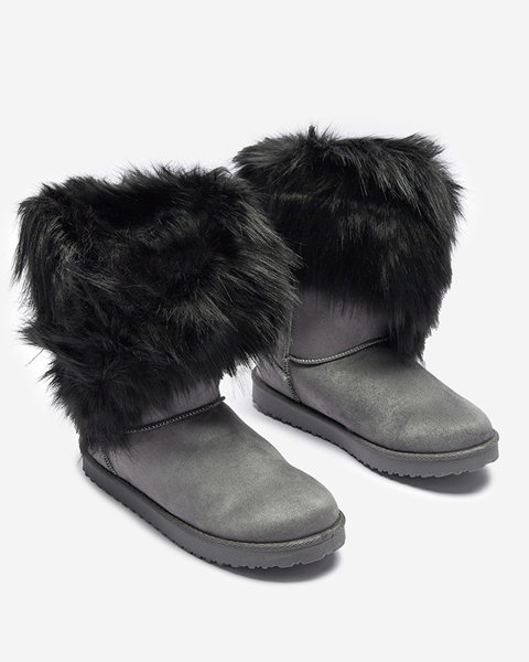 Сірі жіночі снігові черевики з асиметричним верхом і хутром Vetora - Взуття