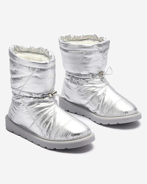 Сріблясті жіночі утеплені черевики а-ля снігоступи Kaliolen - Взуття